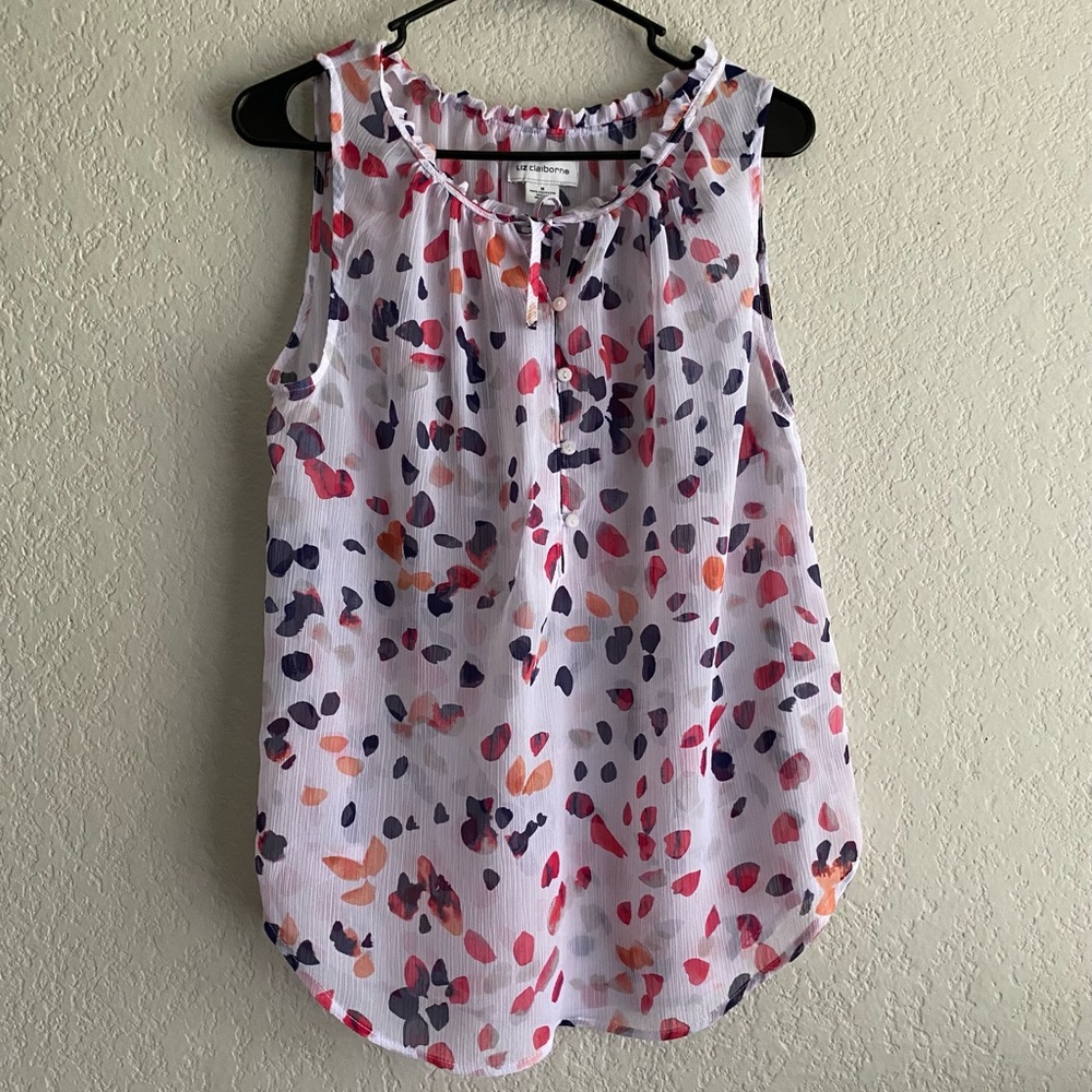 Liz Claiborne White and Pink Blouse